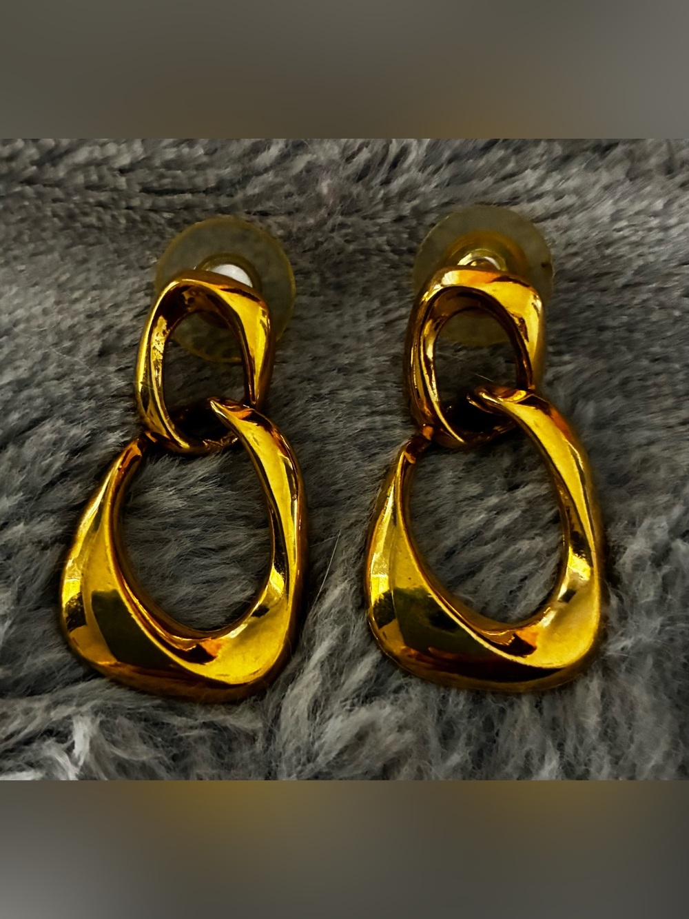 Gold Double Link Drop Earrings - Women Jewelry